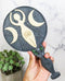 Wicca Triple Moon Spiral Goddess with Magical Ivy Leaves Sculptural Hand Mirror