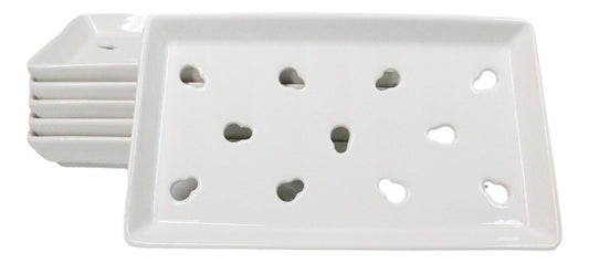 Pack Of 6 Ceramic White Neta Zara Sushi Case Plates With Drip Holes 9" By 5"