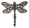 Set Of 2 Rustic Cast Iron Dragonfly with Scrollwork Filigree Wings Wall Hooks