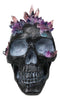 Macabre Wicca Magic Purple Hues Crystals Black Cranium Skull Figurine
