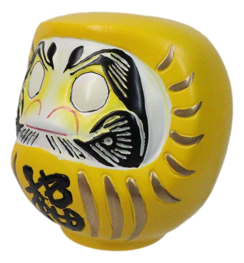 Yellow Talisman of Protection Japanese Zen Daruma Figurine With Unpainted Eyes