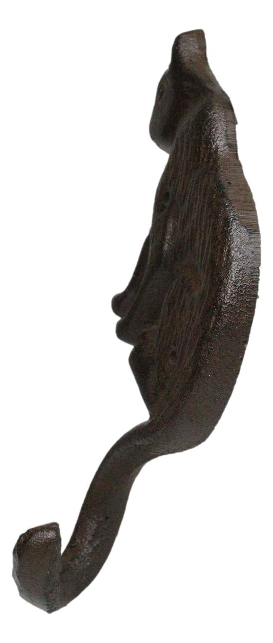Pack of 2 Cast Iron Rustic Feline Kitty Cat with Playful Tail Wall Hooks