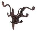 Cast Iron Rustic Victorian Scrollwork Spinning Swivel Multi Points Wall Hook