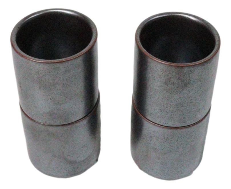 Set of 4 Iron Black Clay Tetsu Kesho Porcelain 1.25oz Ochoko Yuzu Cups