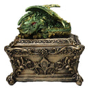 Green Dragon Decorative Jewelry Trinket Box with Sleeping Dragon on Gothic Tomb