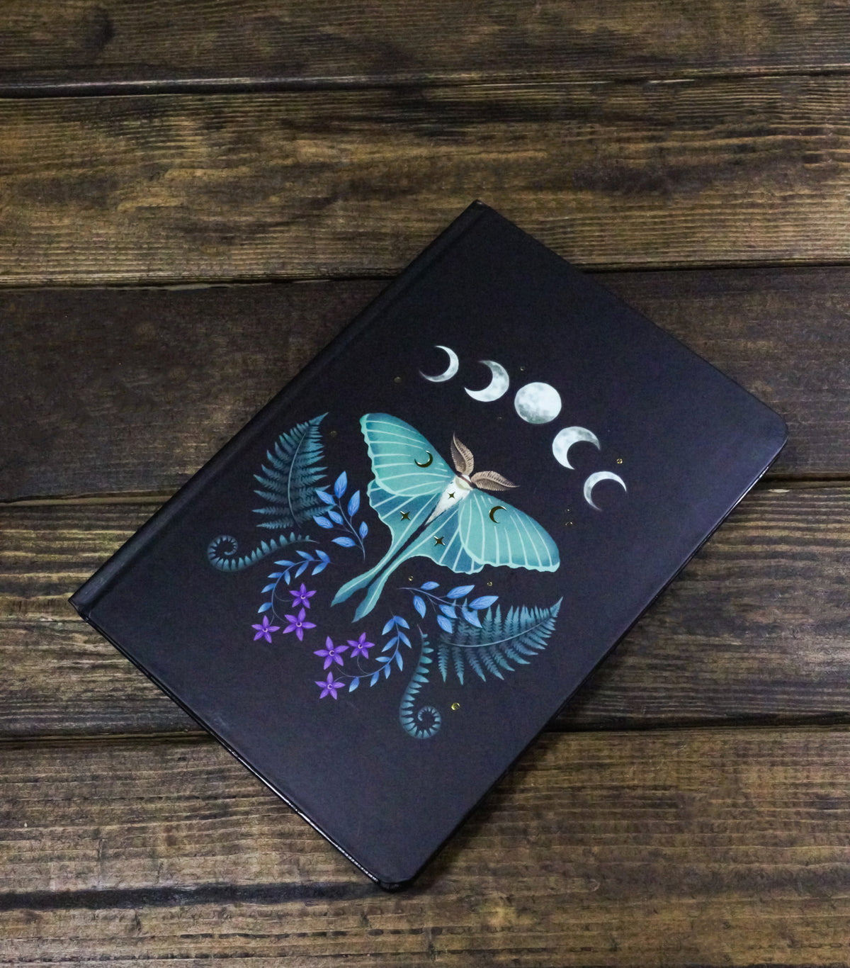 Dark Forest Lunar Phases Of The Moon Moth A5 Lined Journal Notebook 200 Pages