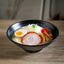 Pack Of 6 Modern Ridged Matte Black Melamine Large Round Ramen Soup Bowls 48oz