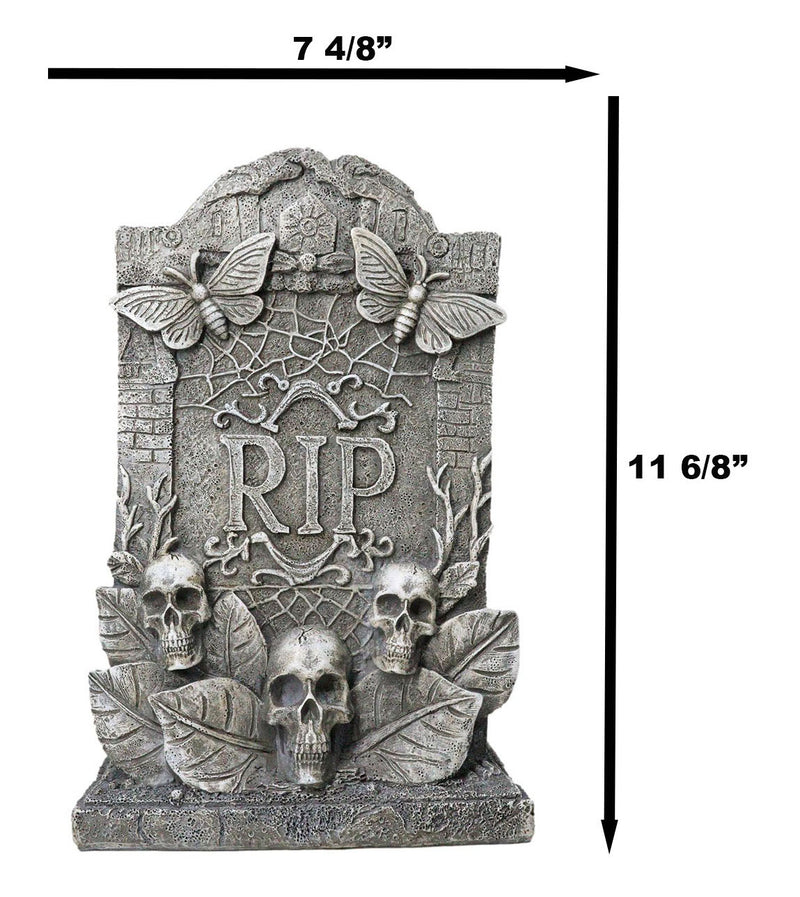 Ossuary Gothic Skulls Death Moths Graveyard Mortuary RIP Tombstone Figurine
