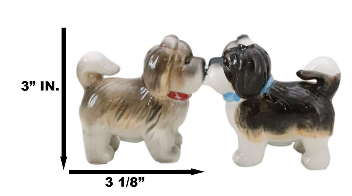 Animated Puppy Dog Shih Tzu Kitchen Salt And Pepper Shakers Ceramic Figurine Set - Ebros Gift