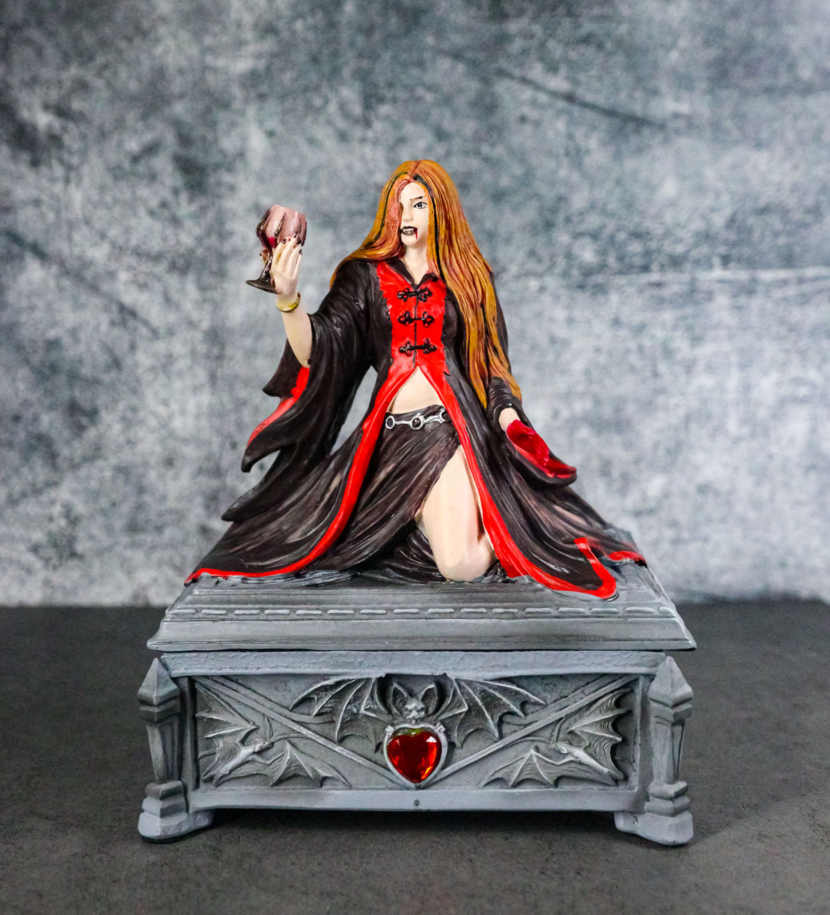 Blood Moon Gothic Vampiress Drinking Chalice Of Blood Jewelry Decorative Box