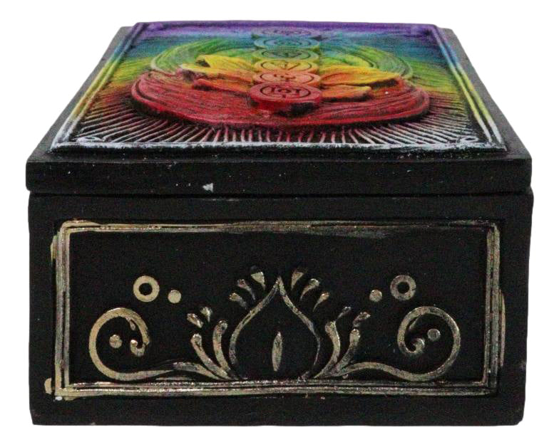 Metaphysical Wicca Rainbow Chakra Energy Zone 7 Colors Tarot Cards Trinket Box
