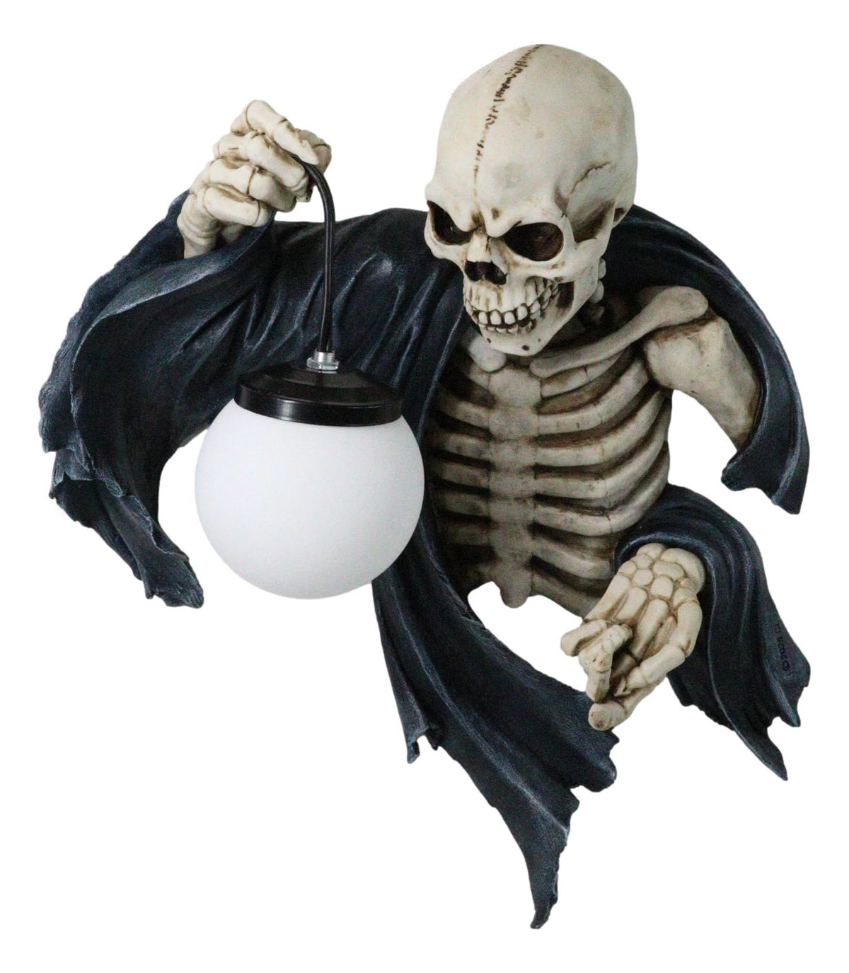 Ebros Time Waits For No Man Grim Reaper Skeleton Wall Relief Lamp with Hourglass