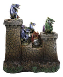 Medieval Grand Stonewall Castle Gatehouse With 12 Miniature Dragons Figurine Set