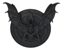 Gothic Nosferatu Black Bat Pentagram With Hell Fire Alchemy Symbols Wall Plaque