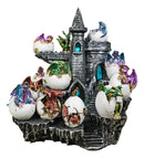 Medieval 12 Mini Dragons In Eggs On Mountain Stonewall Castle Display Stand Set