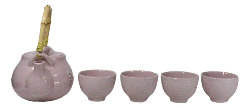 Japanese Sakura Pink Ume Plum Cherry Blossom Traditional Teapot With Cups Set