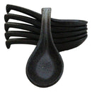 Pack of 6 Charcoal Grey Tone Hakumu Ceramic Asian Soup Spoons With Hook 5.75"L