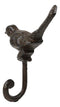 Set Of 2 Rustic Cast Iron Morning Song Bird On Branch Wall Coat Towel Hook Decor
