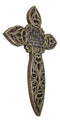 Rustic Western God Bless My Family Faux Wooden Tooled Scrollwork Wall Cross