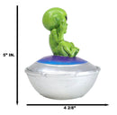 UFO Green Extra Terrestrial Roswell Alien On Spaceship Trinket Box Figurine
