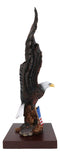 Large Wings Of Liberty Bald Eagle Set On American Flag Statue With Base 17"