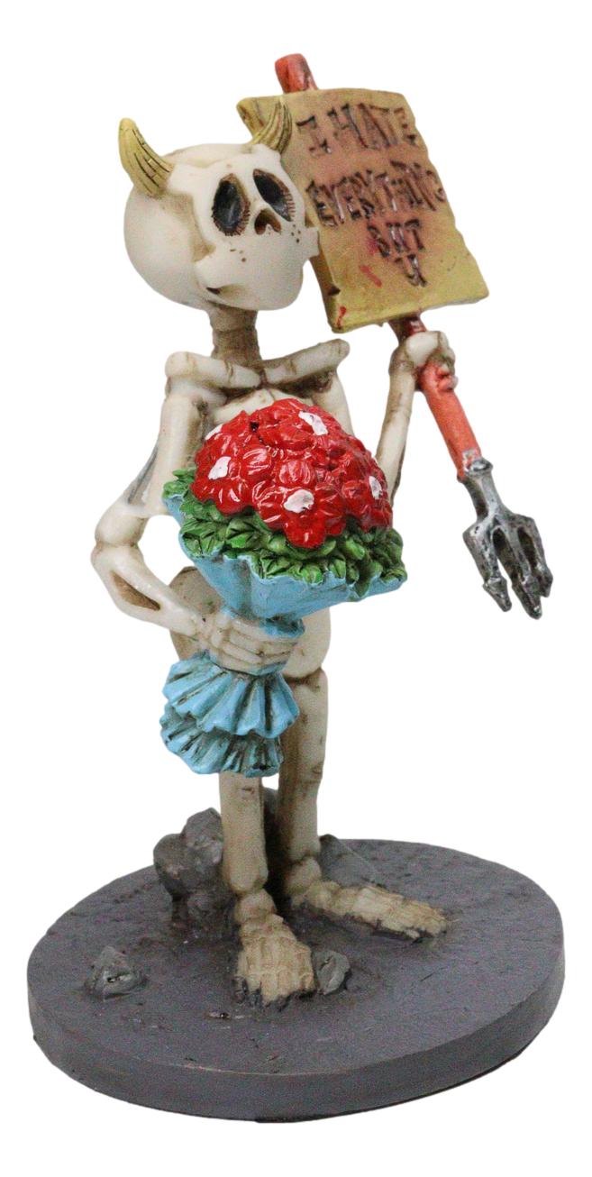 Day Of The Dead Skeleton Valentine With I Hate Everything But U Sign Figurine