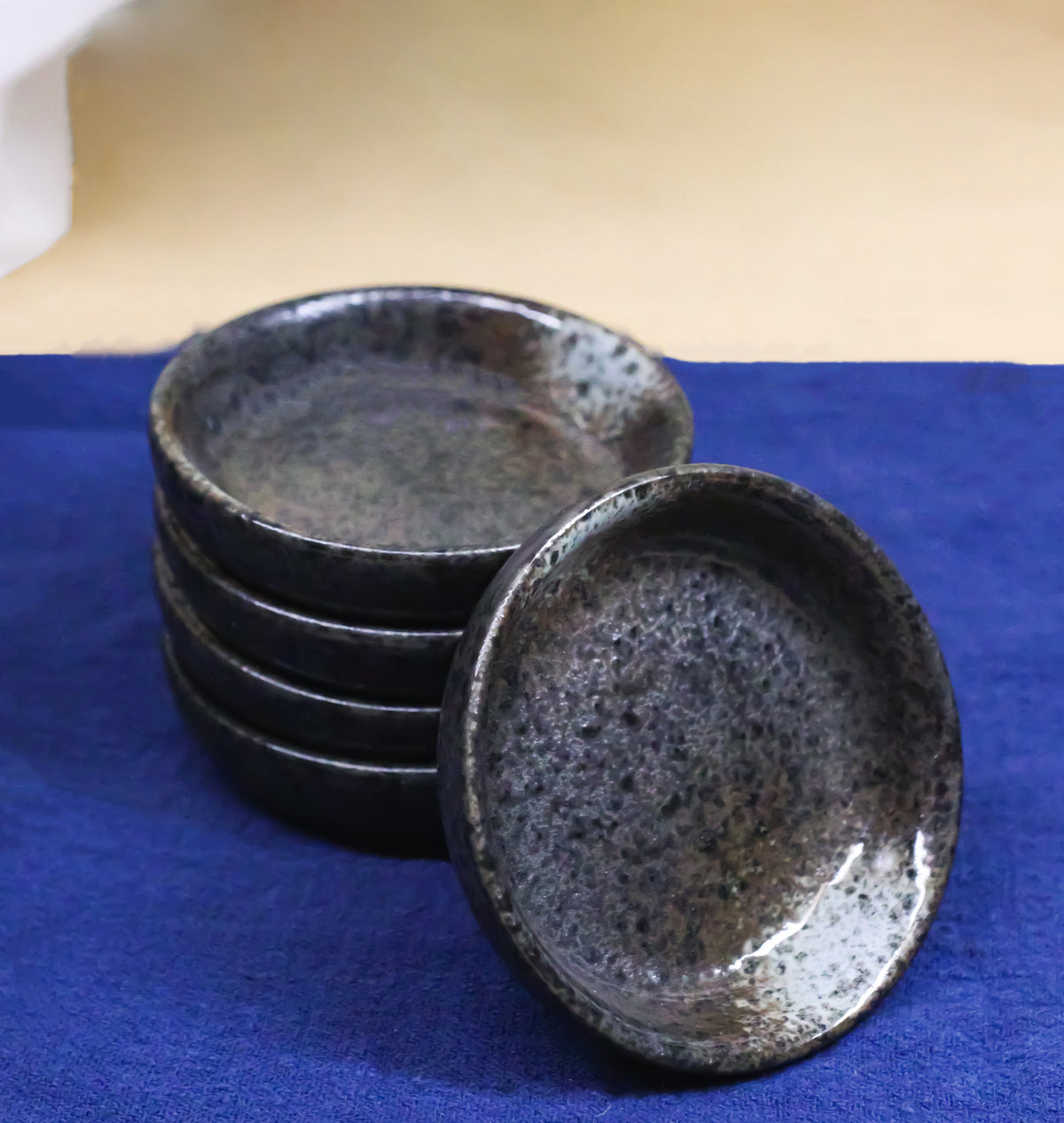 Pack Of 6 Ceramic Grey Hakumu Soy Sauce Oil Condiment Round Dishes Bowls 1.5Oz