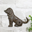Pack Of 3 Cast Iron Whimsical Rustic Cocker Spaniel Dog Wagging Tail Wall Hooks