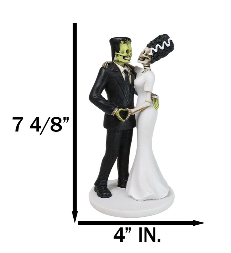 Wedding Dance Skeleton Frankenstein Skull Bride and Groom Love Sign Figurine