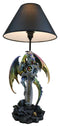 Golden Green Dragon Holding Excalibur Sword With Crystal At Graveyard Table Lamp