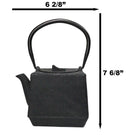 Black Traditional Square Tetsubin Medium Cast Iron Teapot 28oz Tea Pot W/ Handle