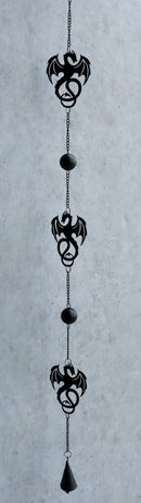 Wyverex Alchemy Folklore Dragon Metal Wall Hanging Mobile Wind Chime With Beads