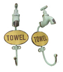 Set Of 2 Cast Iron Vintage Old Fashioned Spigot Faucet Towel Coat Wall Hooks