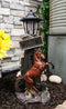 Ebros Western Rearing Horse with Welcome Sign Statue w/ Solar LED Lantern Light