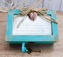 Sister Thank You Calm And Joy Locket Heart Teal Wood Musical Trinket Box 4"X6"