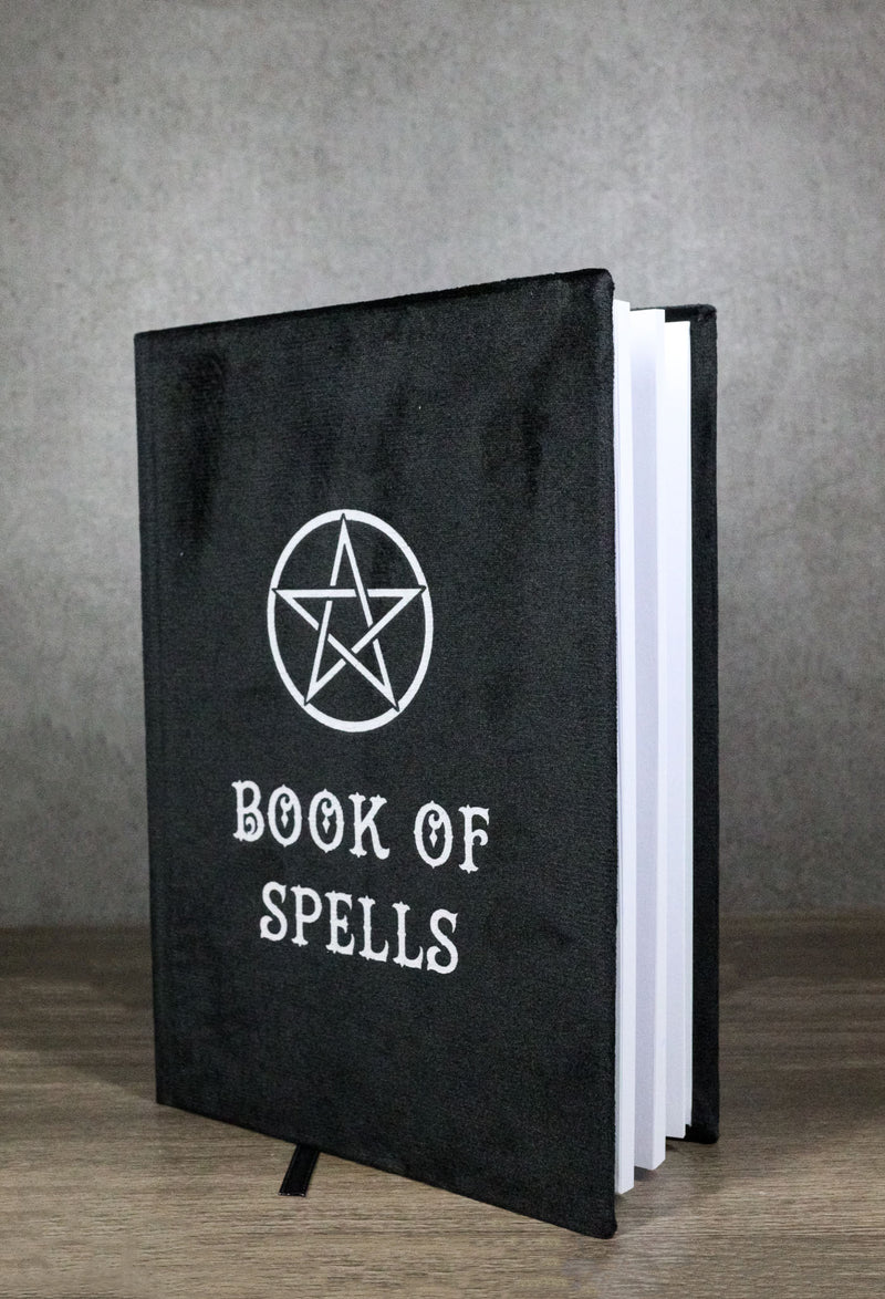 The Book Of Spells Pentagram Circle A5 Lined Pages Velvet Cover Journal Book