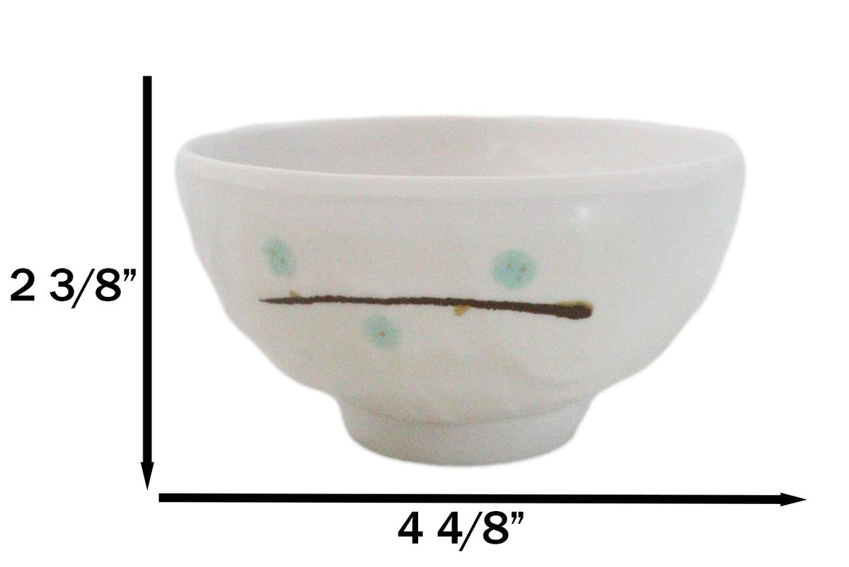 Set of 6 Contemporary Yukino Hana Snow Melamine Round Rice Miso Soup Bowls 10oz