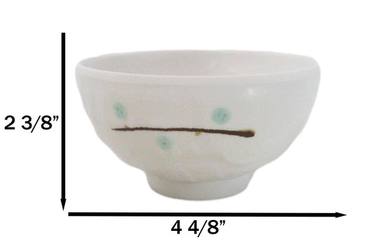 Set of 6 Contemporary Yukino Hana Snow Melamine Round Rice Miso Soup Bowls 10oz