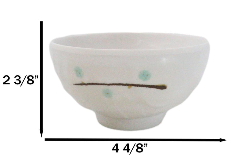 Set of 6 Contemporary Yukino Hana Snow Melamine Round Rice Miso Soup Bowls 10oz