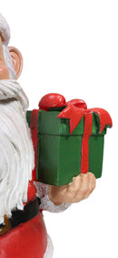 Merry Christmas Santa Claus Holding Gift And Solar Colorful LED Lantern Statue