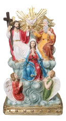 Catholic Holy Trinity Father Son and Holy Spirit with Mary and Angels Figurine