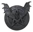Gothic Nosferatu Black Bat Pentagram With Hell Fire Alchemy Symbols Wall Plaque