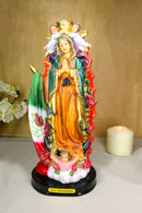 Our Lady of Guadalupe Figurine With Mexican Flag Figurine With Base 12" Series