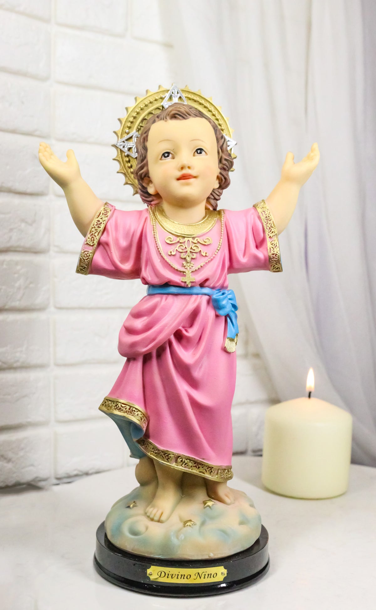 Catholic Christian Santo Nino Divine Child Jesus Christ Figurine With Base 12"H