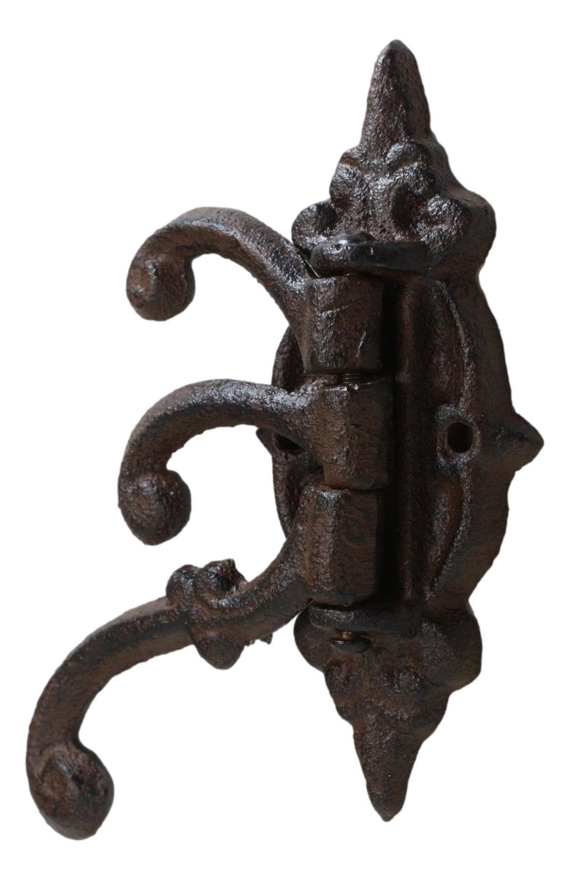 Pack Of 2 Cast Iron Rustic Victorian Scrollwork Spinning Swivel 3 Peg Wall Hooks