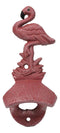 Pack Of 2 Cast Iron Tropical Bird of Paradise Pink Flamingo Wall Bottle Opener