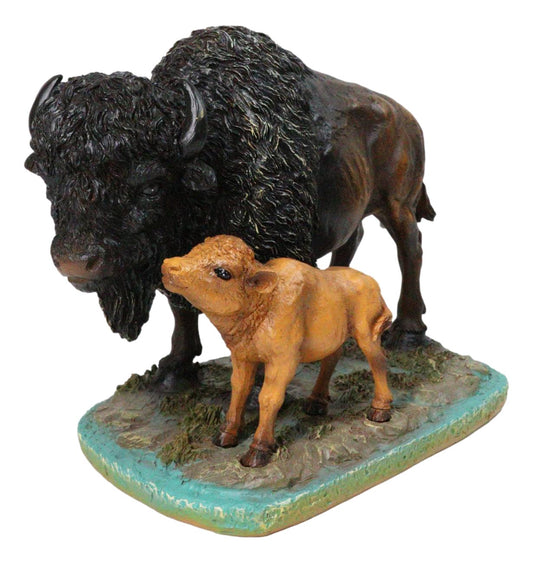 Wild Heritage Prairie Bond Bison With Calf Figurine Buffalo Mother & Baby Decor