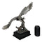 Electroplated Pewter Silver Bald Eagle With Open Wings Soaring Over Tree Statue