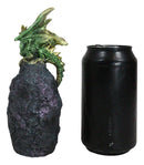 Metallic Green Gold Meteorite Dragon On Faux Geode Crystal Cavern Rock Figurine