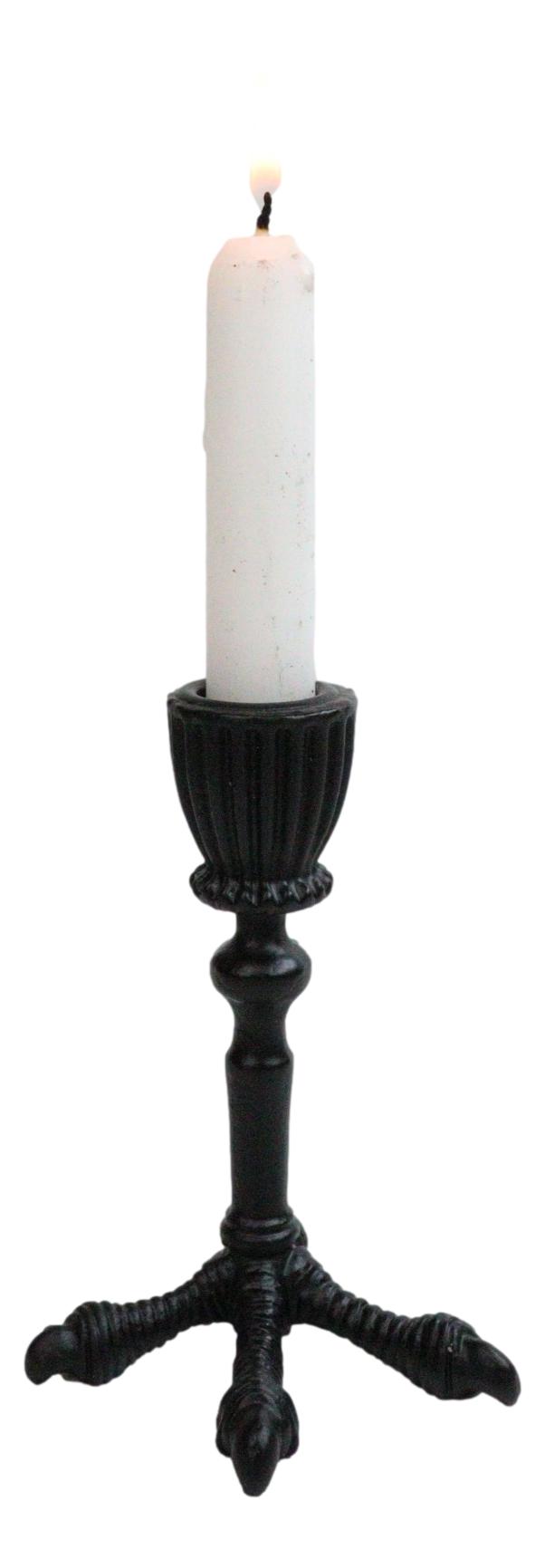 Ebros Mystic Raven Claw Taper Candle Holder Gothic Black Resin Candlestick